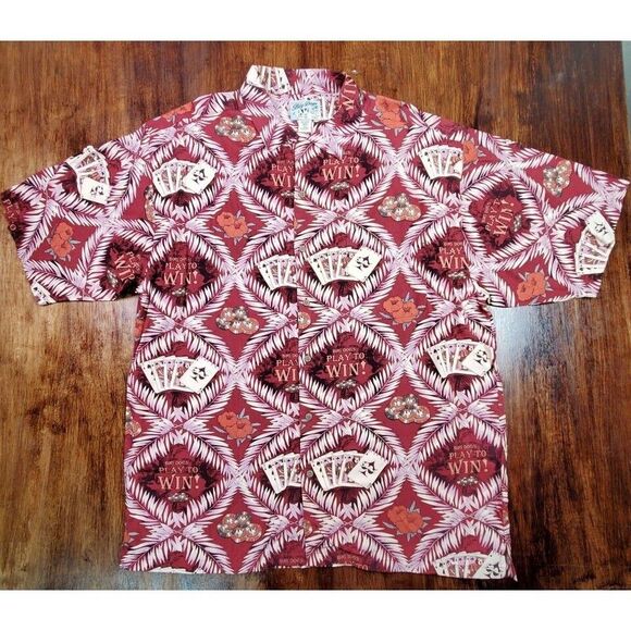 Big Dogs Mens 2X Hawaiian Button Front Shirt Play to Win Casino Poker - Picture 1 of 4